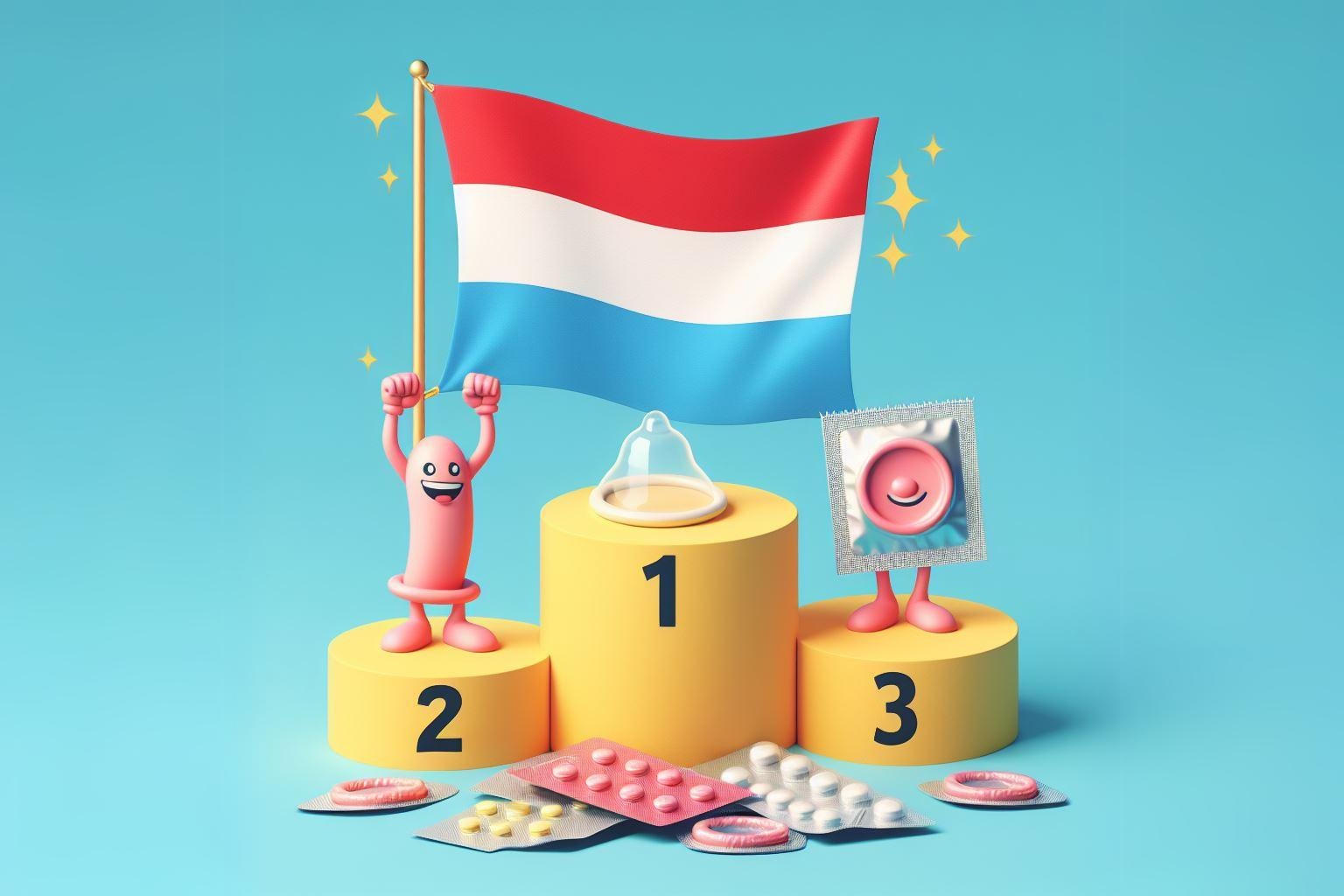 Флаг Люксембурга - номер 1 на пьедестале победителей по теме контрацепции